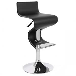 30 in. Black and Chrome Low Back Metal Frame Counter Stool with Faux Leather Seat