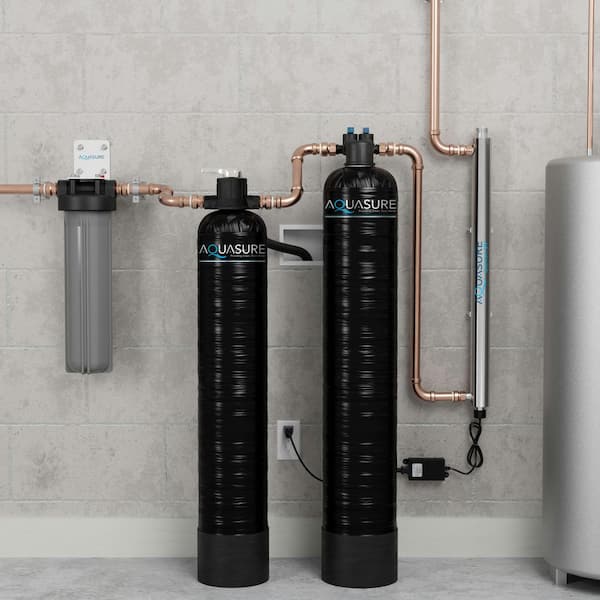 Serene 10 GPM Salt-Free Conditioning Whole House Water Treatment System Pleated Sediment Pre-Filter and UV Sterilizer
