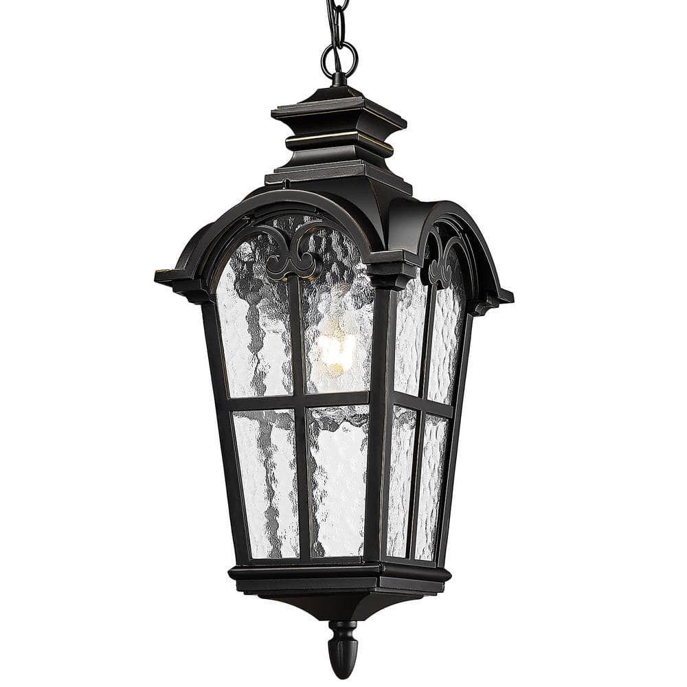 21 in. 1-Light Black No Dimmable Outdoor Pendant Light with Water Glass and No Bulb Included price history on PriceWatchPro