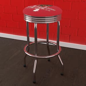 Budweiser Clydesdale Red 29 in. Red Backless Metal Bar Stool with Vinyl Seat