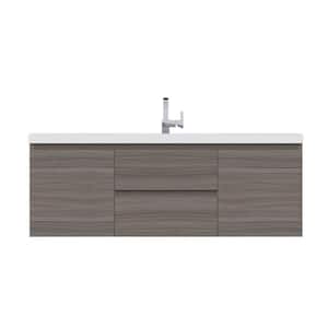 Paterno 60 in. W x 19 in. D Single Wall Mount Bath Vanity in Gray with Acrylic Vanity Top in White with White Basin