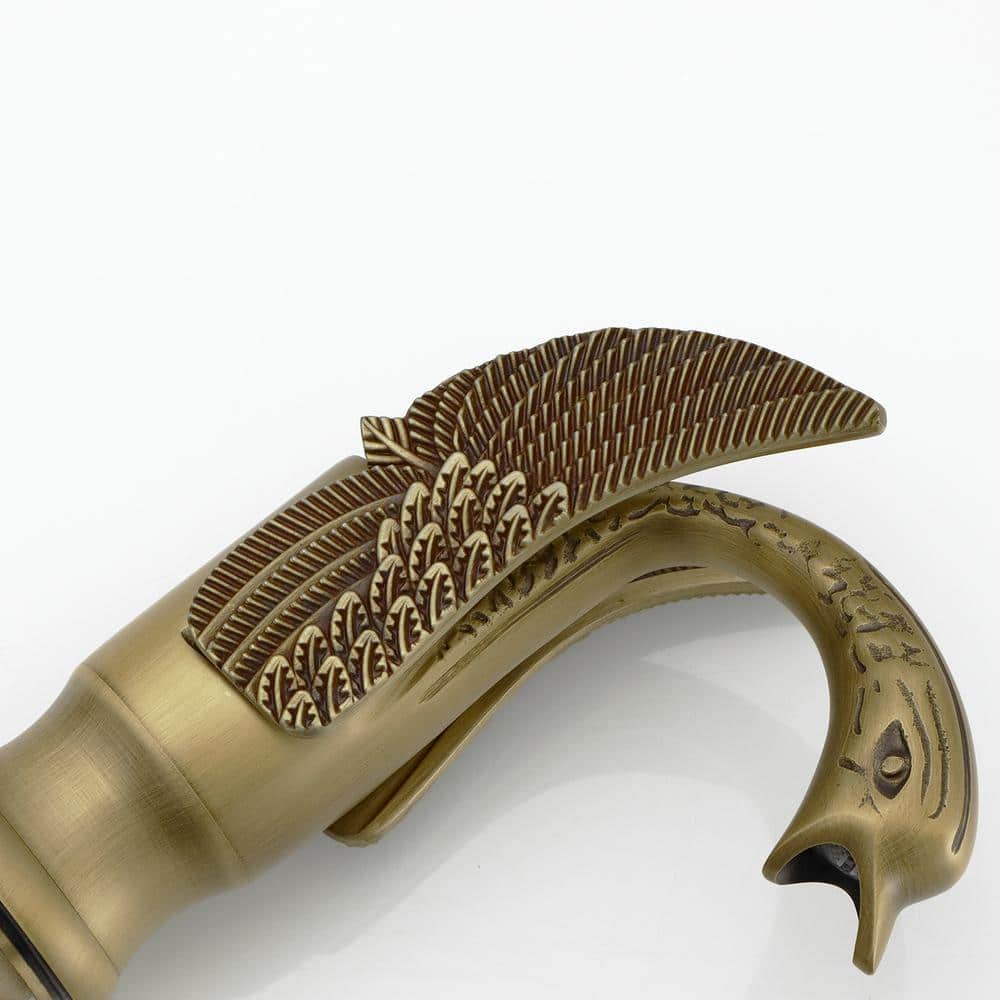 Antique Brass Swan-Shaped Single Handle Bathroom Faucet