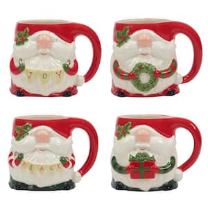 Christmas Gnomes 16 oz. Assorted Colors Earthenware 3-D Gnome Mug (Set of 6)