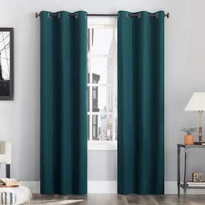 Cyrus Thermal 100% Blackout Grommet Curtain Panel in Teal - 40 in. W x 84 in. L