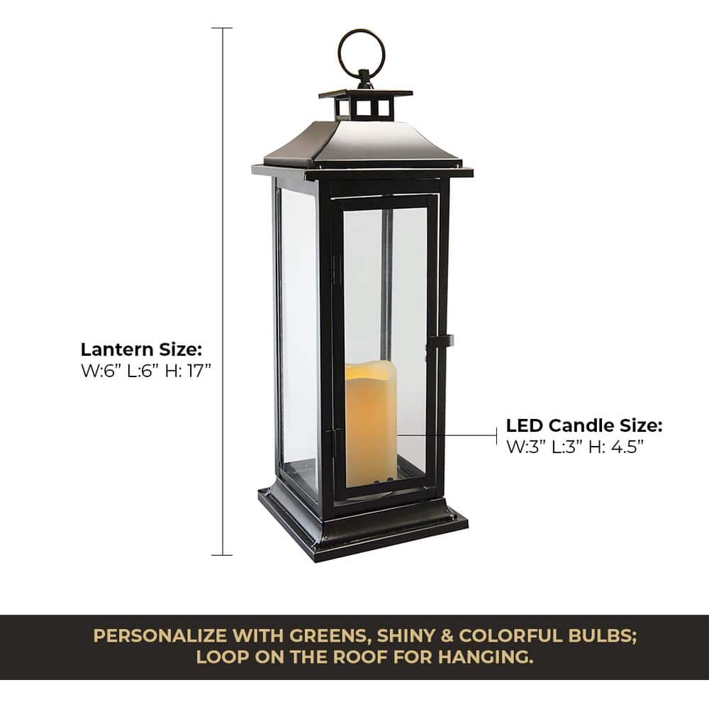 Amber Glow Flameless LED Pillar Lantern in Coastal Style
