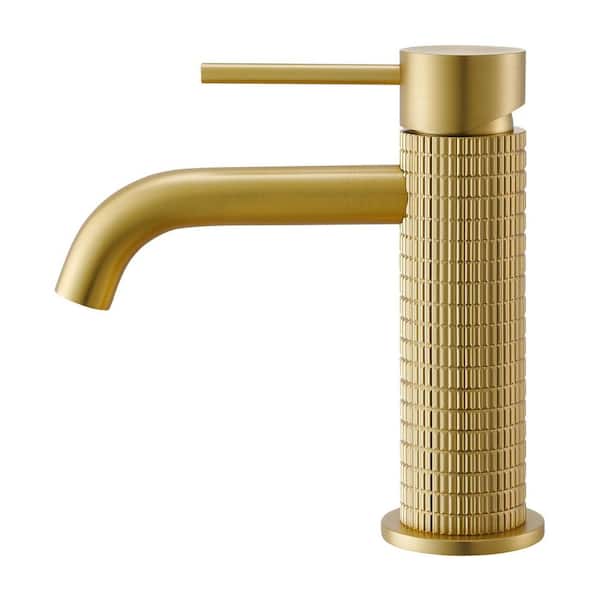 Mendavia Single Handle Single Hole Bathroom Faucet in Brushed Gold