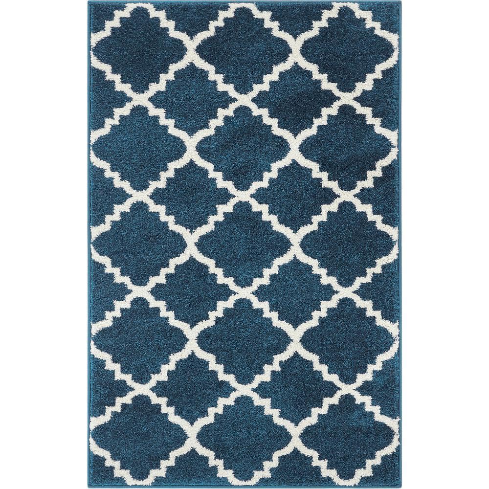 Well Woven Sydney Lulu's Lattice Trellis Navy Blue 2 ft. x 4 ft. Modern