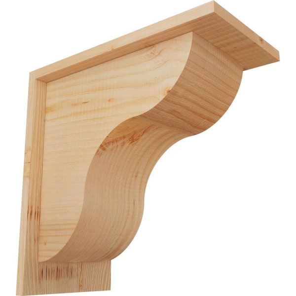 Ekena Millwork 7-1/2 in. x 14 in. x 14 in. Douglas Fir Carmel Smooth Corbel with Backplate
