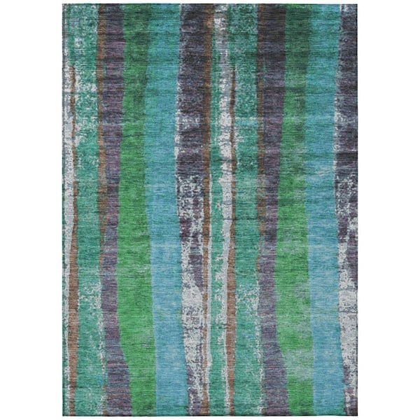 Chantille Machine Washable Indoor/Outdoor Abstract ACN1910 Teal 10 ft. x 14 ft. Accent Rug