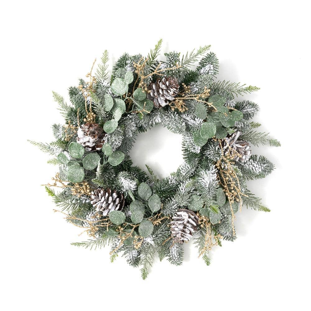 SULLIVANS 24 in. Artificial Pine and Eucalyptus Wreath WR899