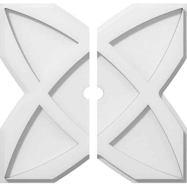 Ekena Millwork 1 in. P X 4-3/4 in. C X 14 in. OD X 1 in. ID Titus Architectural Grade PVC Contemporary Ceiling Medallion, Two Piece