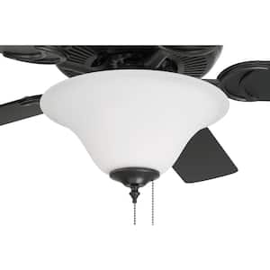 Decorator's Choice 52 in. Indoor Tri-Mount 3-Speed Reversible Motor Flat Black Finish Ceiling Fan with Bowl Light Kit