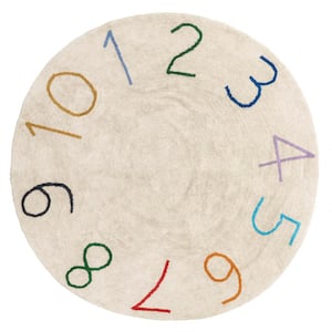 Arely Machine Washable Multi 4 ft. Numbers Round Rug