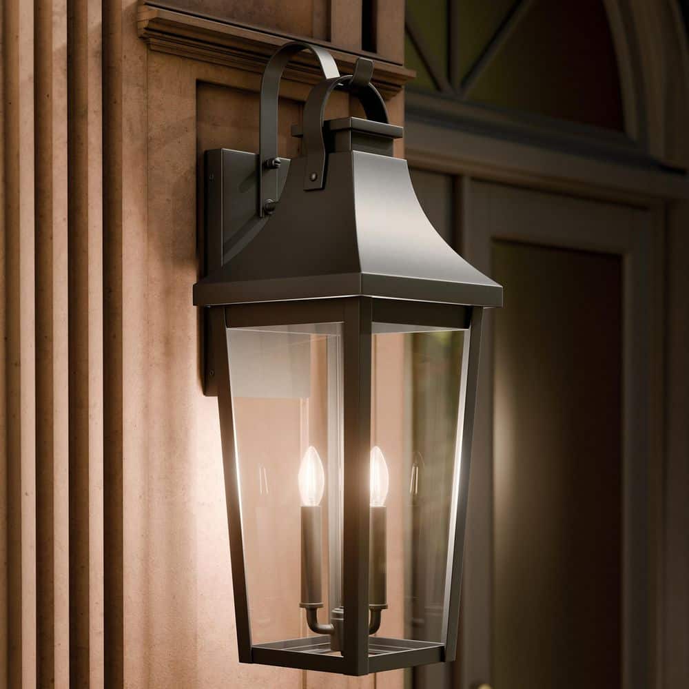 Cleary 30 in. 3-Light Outdoor Wall Light with Clear Glass in Textured Black price history on PriceWatchPro