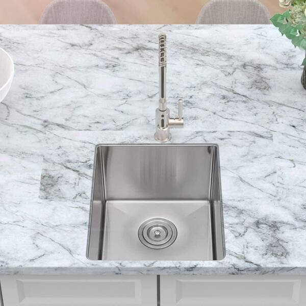 Tatahance 14 in. Undermount Single Bowl 16 Gauge Brushed