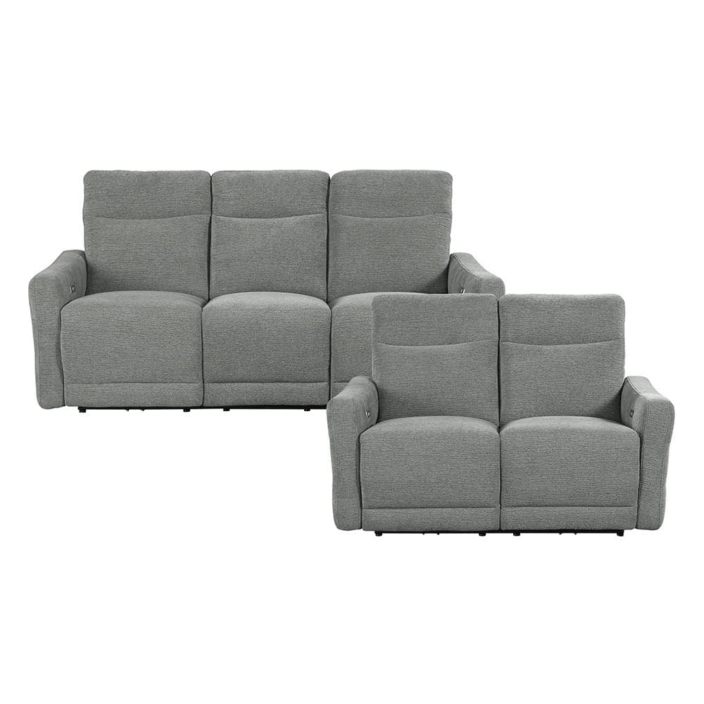 Cameron 78 in. W. Straight Arm Chenille Rectangle 2-Piece Power Reclining S