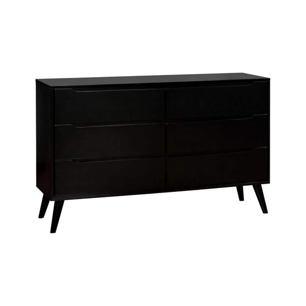 Benjara Black 6-Drawer 58 in. Wide Dresser Without Mirror BM137477 ...