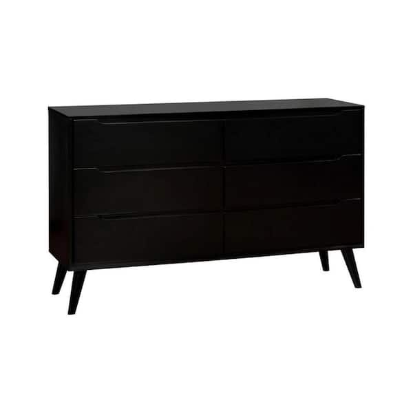 Benjara Black 6-Drawer 58 in. Wide Dresser Without Mirror BM137477 ...