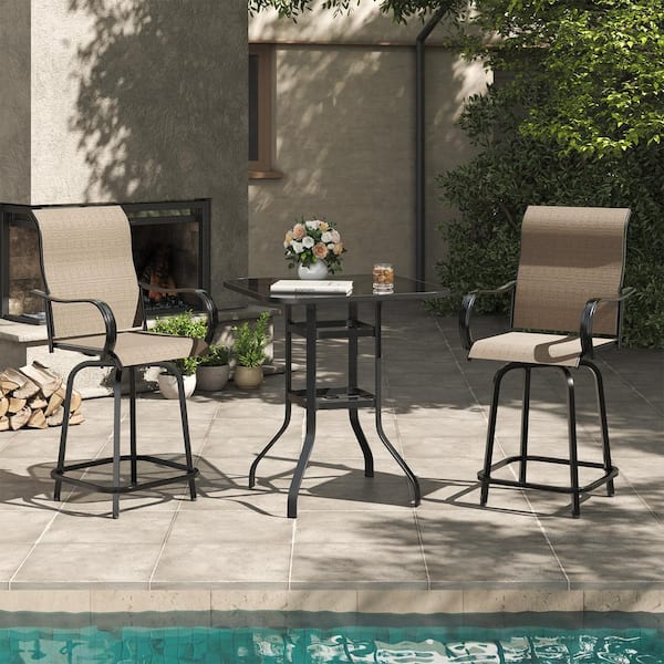 ELPOSUN Swivel Metal Metal Outdoor Bar Stool (3-Pack)