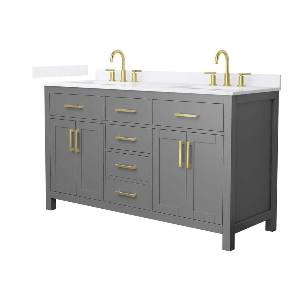 Beckett 60 in. Double Freestanding Dark Gray Bath Vanity with White Quartz Top (Assembled) price history on PriceWatchPro