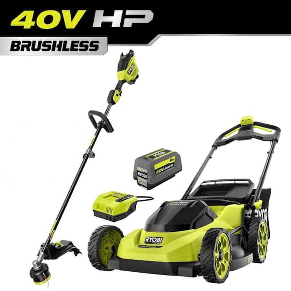 40V HP Brushless 20" Cordless Walk Behind Push Mower & Attachment Capable String Trimmer w/ 6.0 Ah Battery & Charger