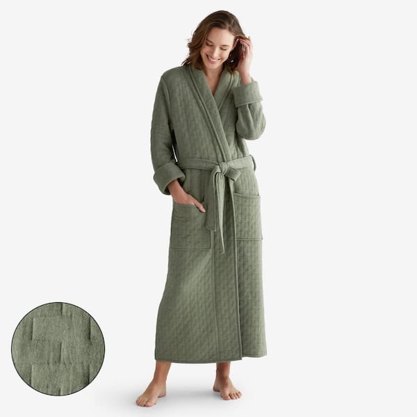 The Company Store Air Layer Women's Large Green Cotton Robe