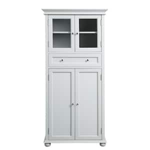 Hampton Bay 25 inch W 4-Door Tall Cabinet in White Durable Solid Wood Storage 