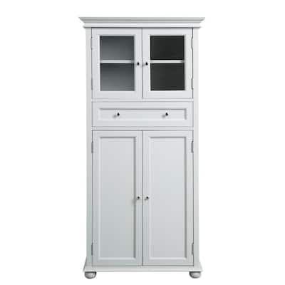 Hampton Harbor 25 in. W x 14 in. D x 52-1/2 in. H Linen Cabinet with Drawer in White