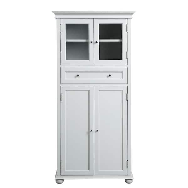 Home Decorators Collection Hampton Harbor 25 in. W x 14 in. D x 52-1/2 in. H Linen Cabinet with Drawer in White