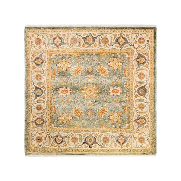 Solo Rugs Mogul One-of-a-Kind Traditional Green 4 ft. 2 in. x 4 ft. 4 in. Oriental Area Rug
