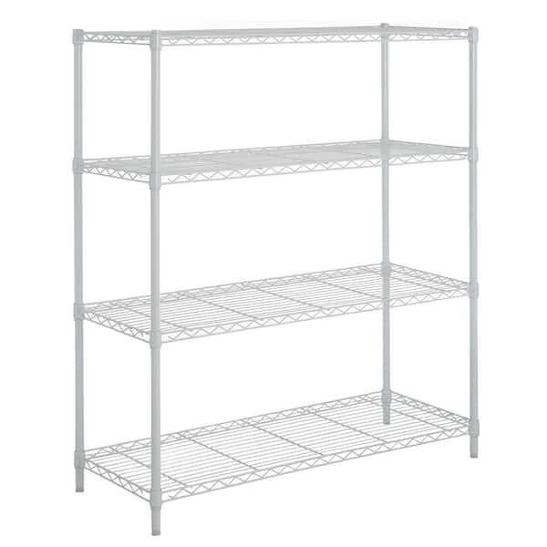 Hdx Ivory 4 Tier Metal Wire Shelving, Home Depot White Shelving Unit