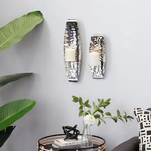 Silver Stainless Steel2 Candle Wall Sconce (2- Pack)