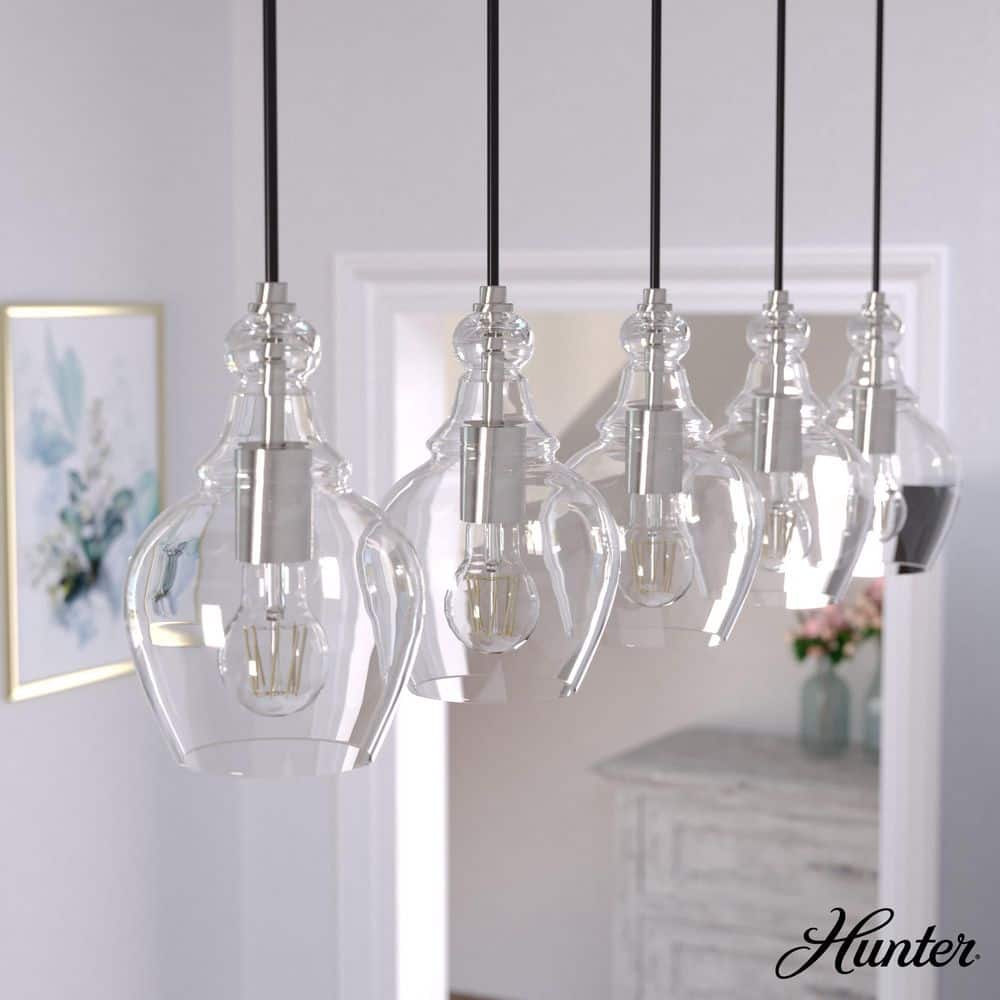 Maple Park 5-Light Brushed Nickel Shaded Chandelier with Clear Glass Shades price history on PriceWatchPro