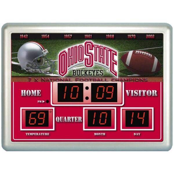 Team Sports America Ohio State University 14 in. x 19 in. Scoreboard Clock with Temperature