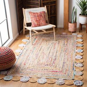 Cape Cod Beige/Multi 4 ft. x 6 ft. Circles Border Area Rug