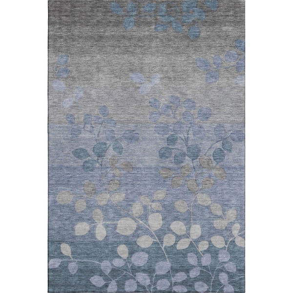 Mayfield Premium Machine Washable Abstract AMF1900 Denim 8 ft. x 10 ft. Area Rug
