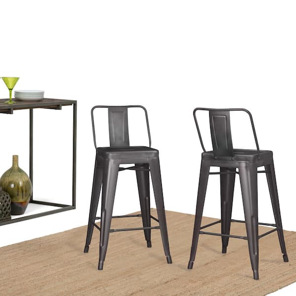24 Inch Metal Counter Height Stool Set, Grey 24 Inch Bar Stools