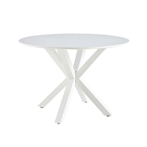 Sudzendf White MDF Round Outdoor Side Table 1-Piece