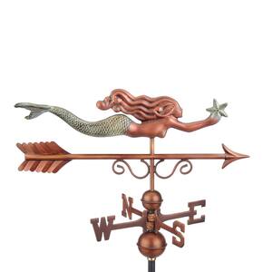 Pure Copper Hand Finished Patina Little Mermaid Weathervane