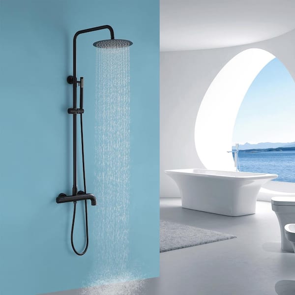 3-Spray Tub and Shower Faucet with Hand Shower in Matte Black (Valve Included)