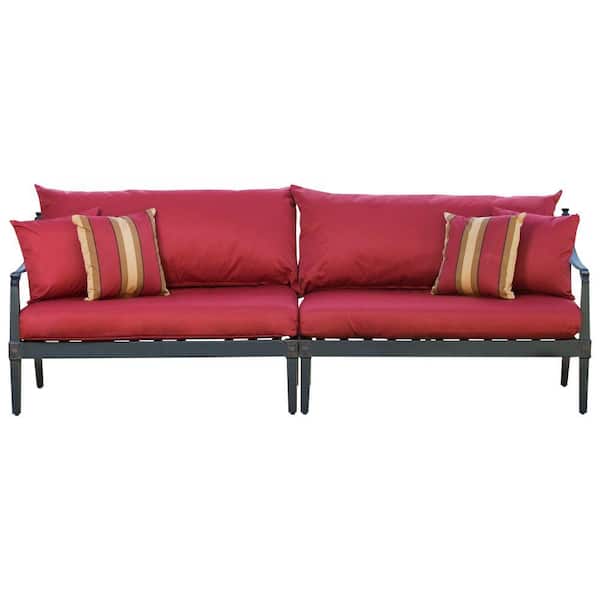 RST Brands Astoria 2-Piece Patio Sofa with Cantina Red Cushions