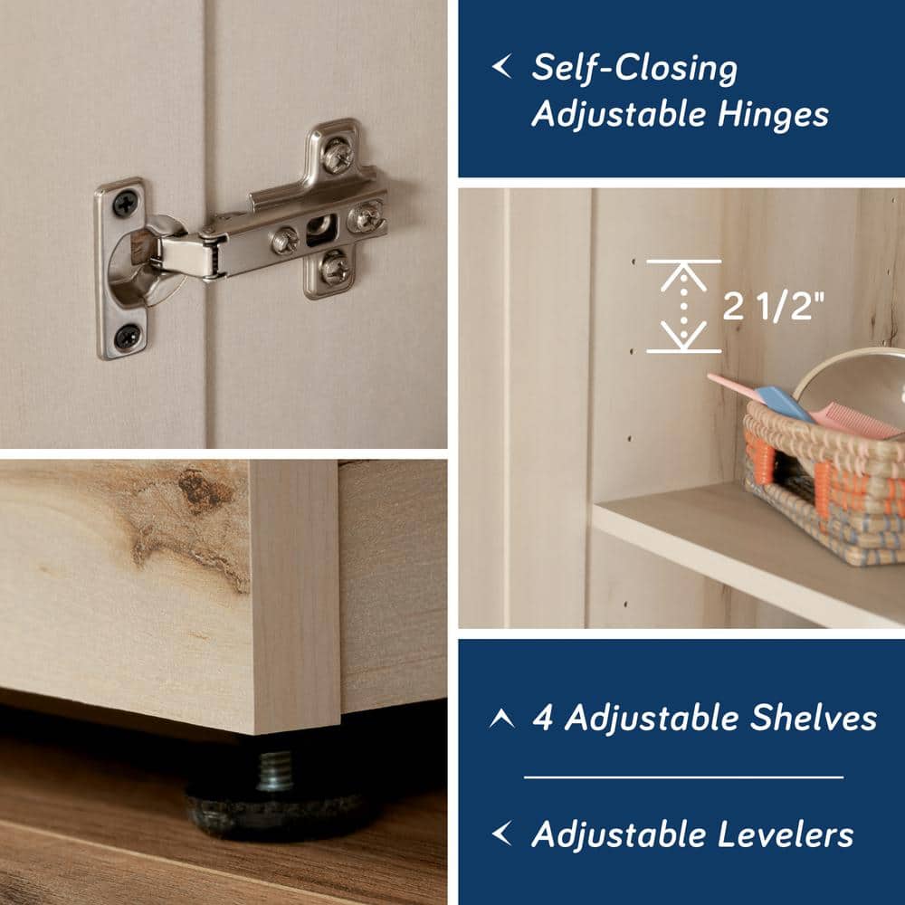 Pacific Maple Freestanding Storage Cabinet with Adjustable Shelving