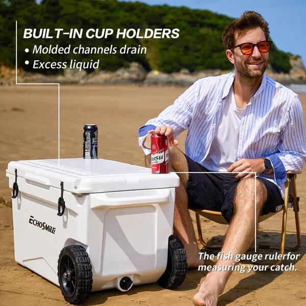 Tunearary 60 qt. Outdoor White Insulated Box Cooler with