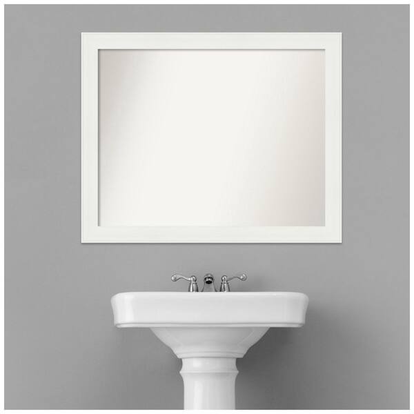 Amanti Art Vanity White Narrow 31.5 in. W x 25.5 in. H Non-Beveled Bathroom  Wall Mirror in White A38867222338 - The Home Depot