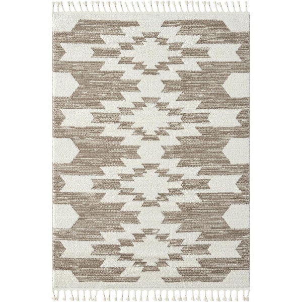 LUXE WEAVERS Ibiza Collection Southwestern Brown 5 ft. x 7 ft. Polypropylene Fringe Area Rug