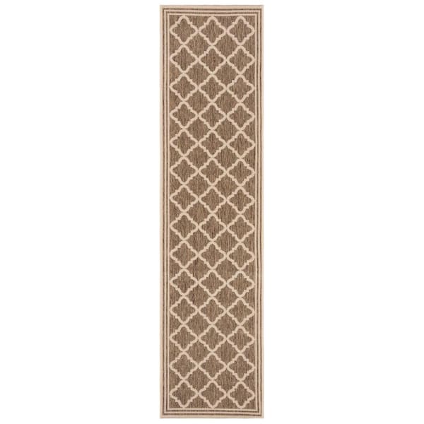 SAFAVIEH Beach House Beige/Cream 2 ft. x 8 ft. Trellis Indoor/Outdoor Patio  Runner Rug