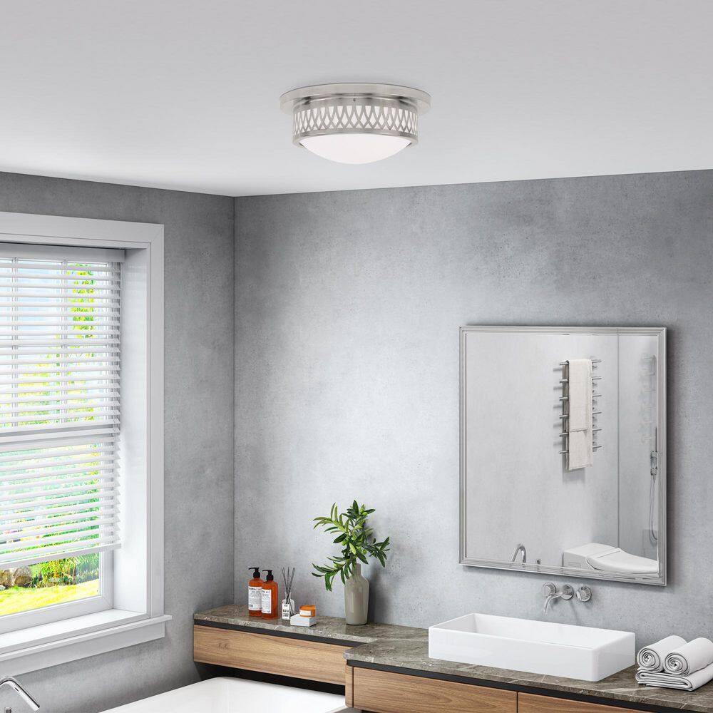 Westfield Brushed Nickel 2-Light Flush Mount with Satin Glass