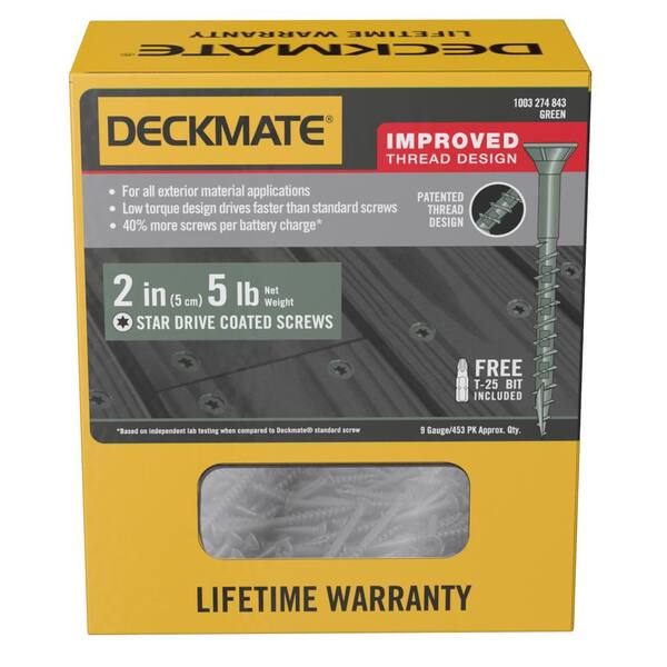 DECKMATE #9 x 3 in. Green Exterior Self-Starting Star Flat Head Wood Deck Screws 5 lbs. box(325 pcs)