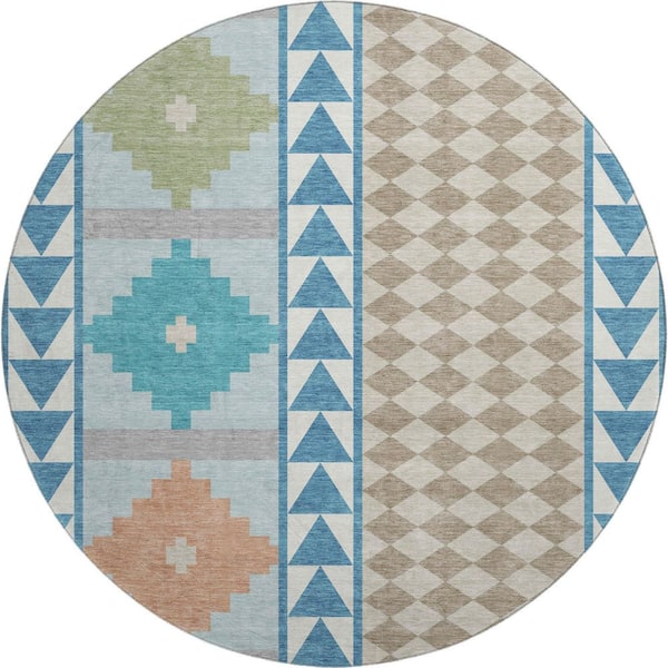 Best Machine Washable Rugs Round Addison Rugs Mayfield Premium Machine Washable Abstract AMF2522 Teal 8 ...