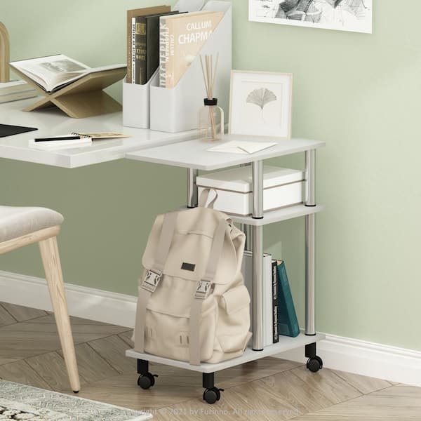 Turn-N-Tube 19.69 in. White Oak/Stainless Steel Rectangle Wood End Table